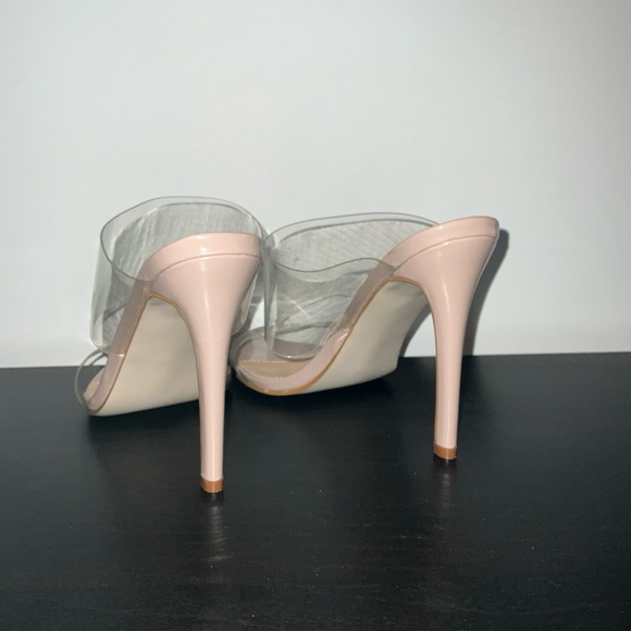 Vivianly Women's Clear Strap Stiletto Heel Sandals Pointed Toe Shoe,Size 9- Nude - Picture 6 of 8